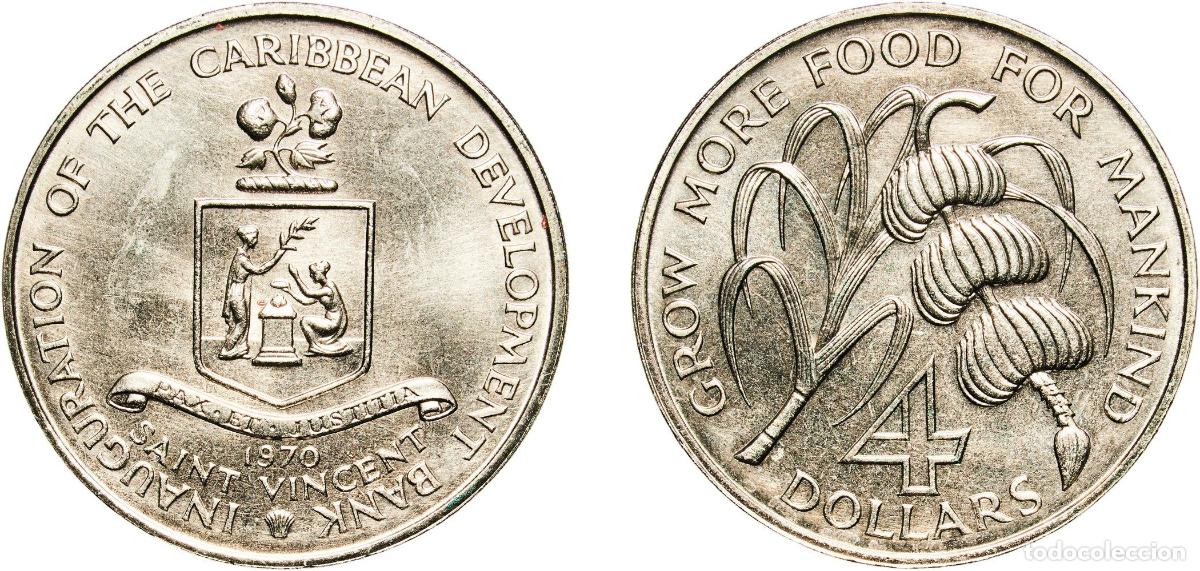 Material numism&aacute;tico: Saint Vincent and the Grenadines Constitutional Monarchy 1970 4 Dollars - Elizabeth II (FAO) Copper