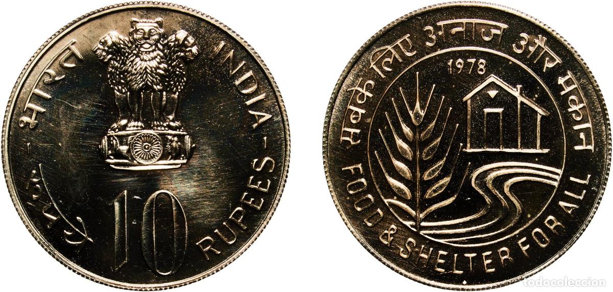 Material numism&aacute;tico: India Republic 1978 &diams; 10 Rupees (FAO) Copper-nickel Bombay Mint (25000) 24.84g UNC KM 193