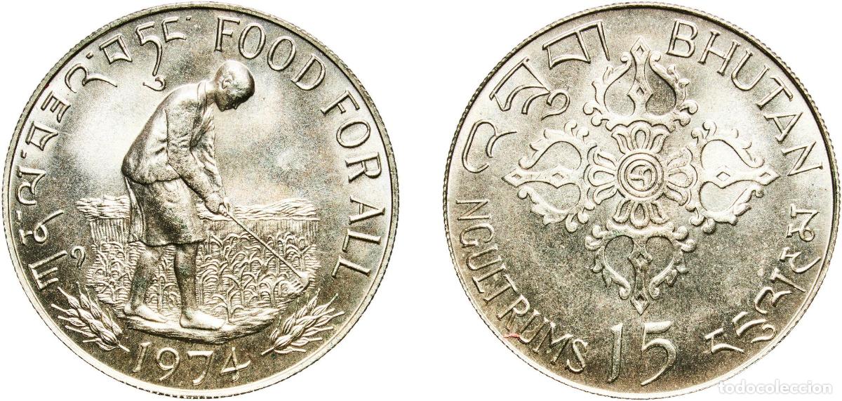 Material numism&aacute;tico: Bhutan Kingdom 1974 15 Ngultrums - Jigme Singye (FAO) Silver (.500) (Copper .400, .050 Nickel, .050
