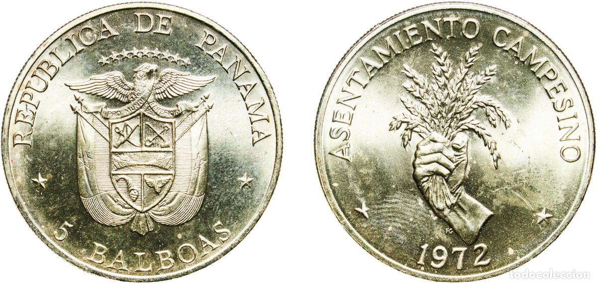 Material numism&aacute;tico: Panama Republic 1972 5 Balboas (FAO) Silver (.900) (Copper .100) San Francisco Mint (10000) 35.68g
