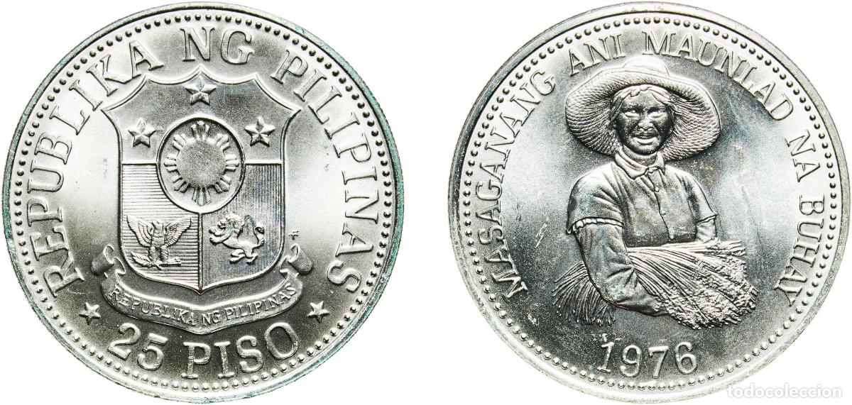 Material numism&aacute;tico: Philippines Republic 1976 FM 25 Piso (FAO) Silver (.500) The Franklin Mint (22000) 24.74g UNC KM 2