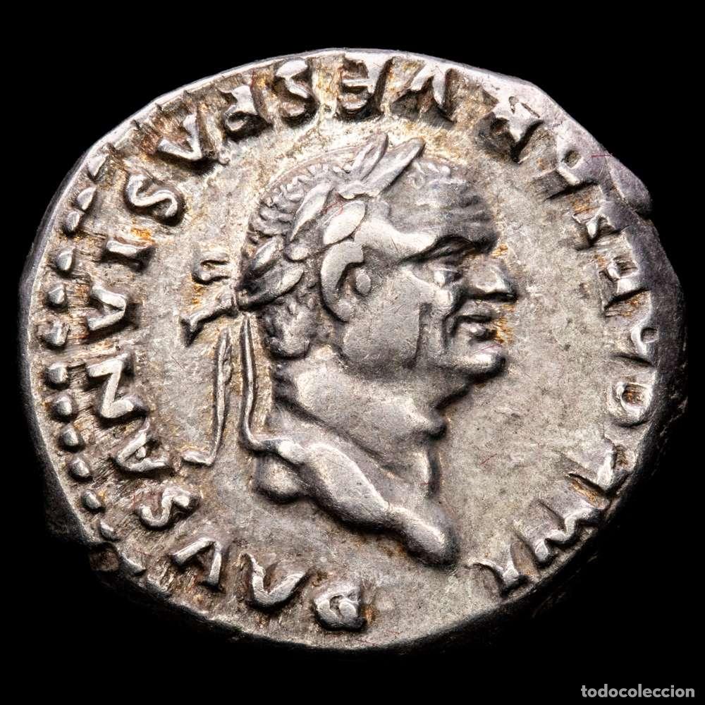 Material numism&aacute;tico: Vespasiano. Denario. 76 dC Roma. (Ric-849). (Bmcre-276). (Rsc-222). Ag. 3,39 gramos. XF. Suave tono.