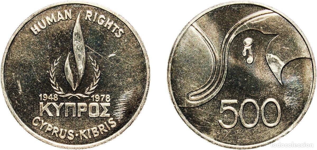 Material numism&aacute;tico: Cyprus Republic 1978 500 Mils (Human Rights) Copper-nickel Royal Mint (50000) 14g UNC KM 48