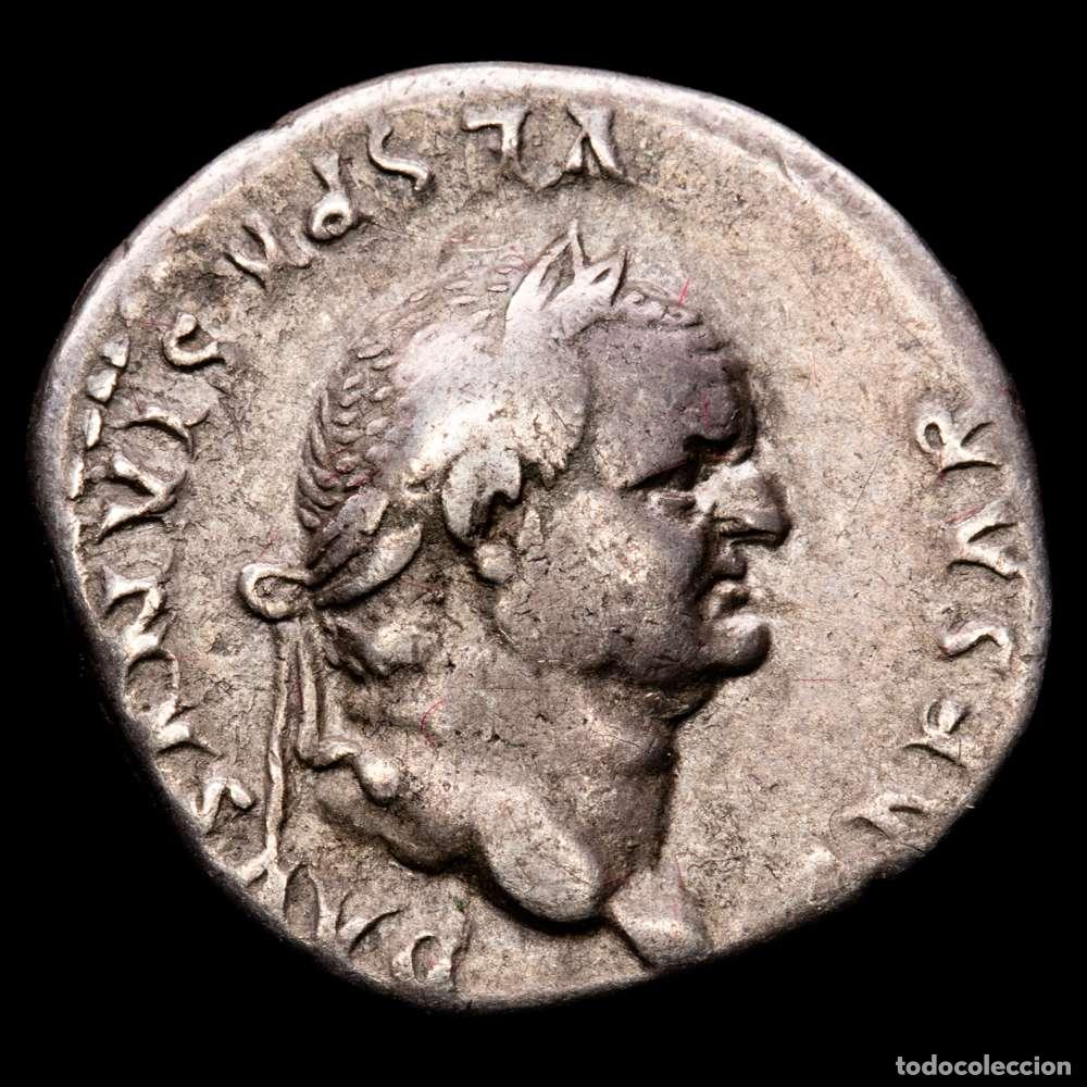 Material numism&aacute;tico: Tito, imperio romano Denario. 77-78 dC Roma. (Ric-986 Vespasiano). (Bmcre-227). Ag. 3,21 gramos. VF.