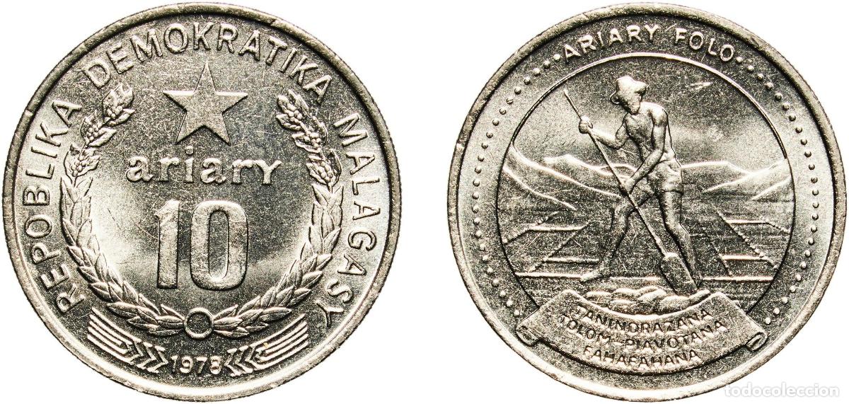 Material numism&aacute;tico: Madagascar Second Republic 1978 10 Ariary (FAO; motto A) Nickel Royal Mint (8001000) 9g UNC KM 13