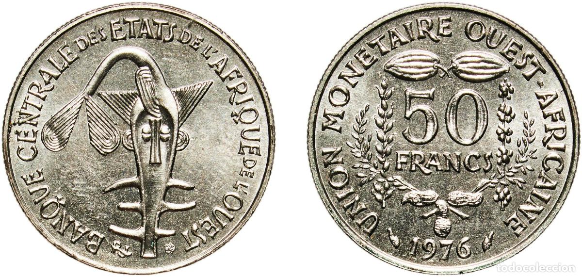 Material numism&aacute;tico: Western African States Central Bank of Western African States 1976 50 Francs CFA (non-magnetic) Cop
