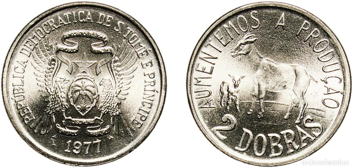 Material numism&aacute;tico: S&atilde;o Tom&eacute; and Pr&iacute;ncipe Democratic Republic 1977 2 Dobras (FAO: Animal Husbandary) Copper-nickel Staa