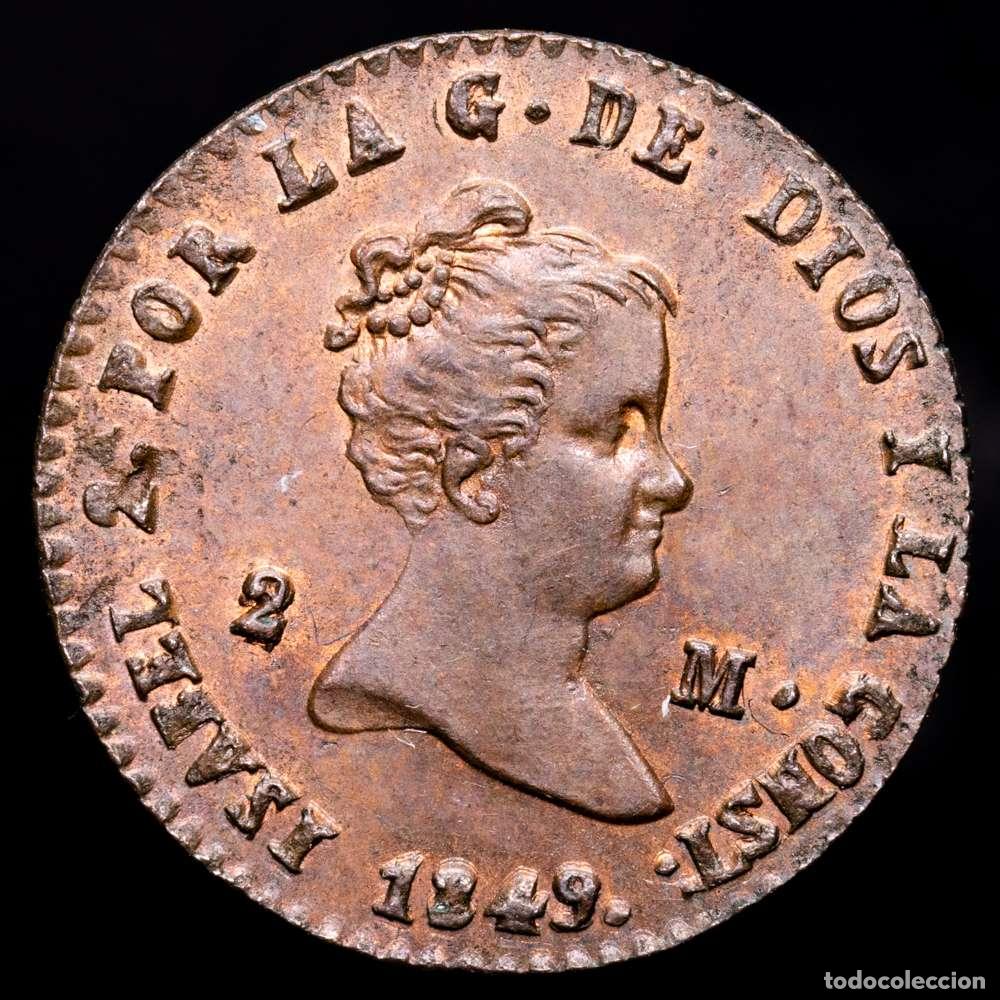 Material numism&aacute;tico: Isabel II. 2 Maraved&iacute;s. (2,05 g.). Segovia. 1849. AC-1849. SC-. Muy bella