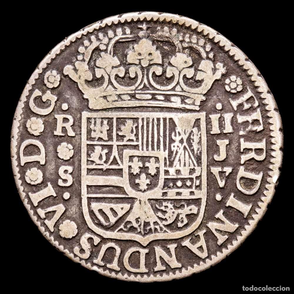 Material numism&aacute;tico: Fernando VI (1746-1759). 2 reales. 1758. Sevilla. JV. (Cal-343). Ag. 5,61 gramos. MBC.