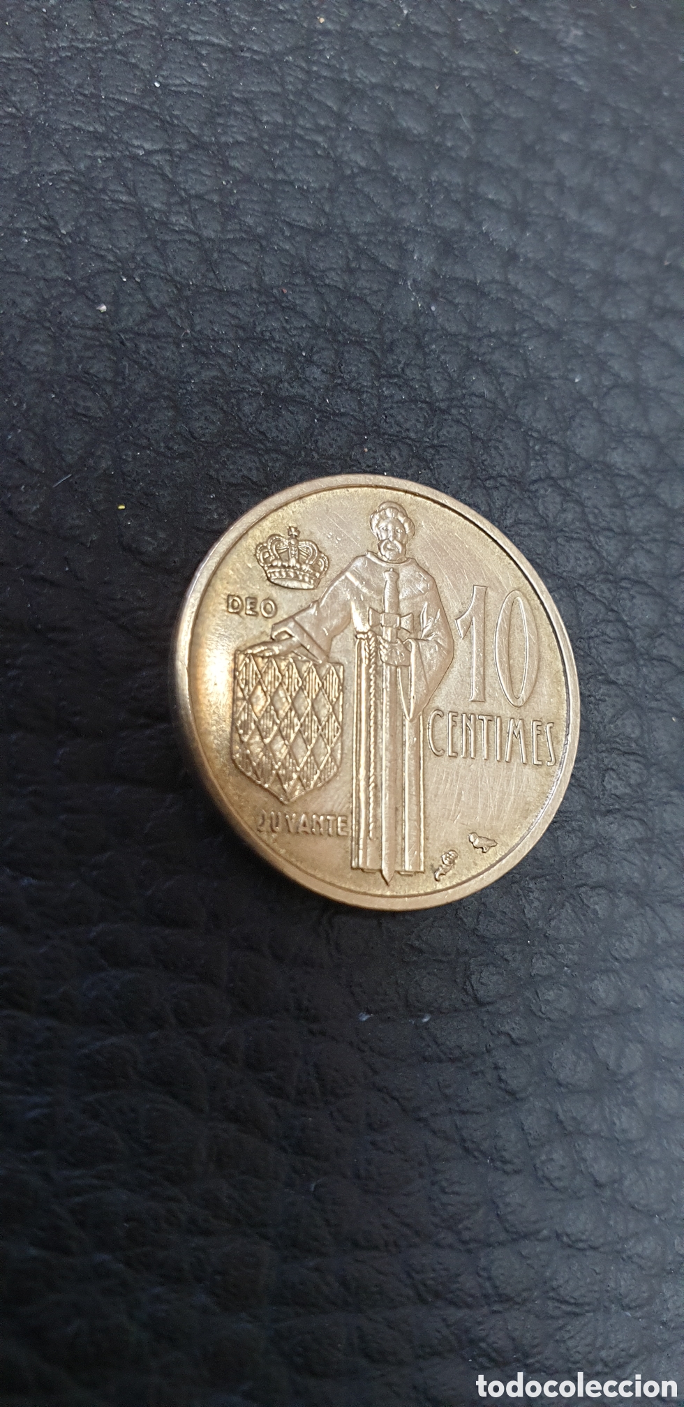 Material numism&aacute;tico: moneda de 10 centimes de M&oacute;naco del per&iacute;odo del Pr&iacute;ncipe Rainiero III.