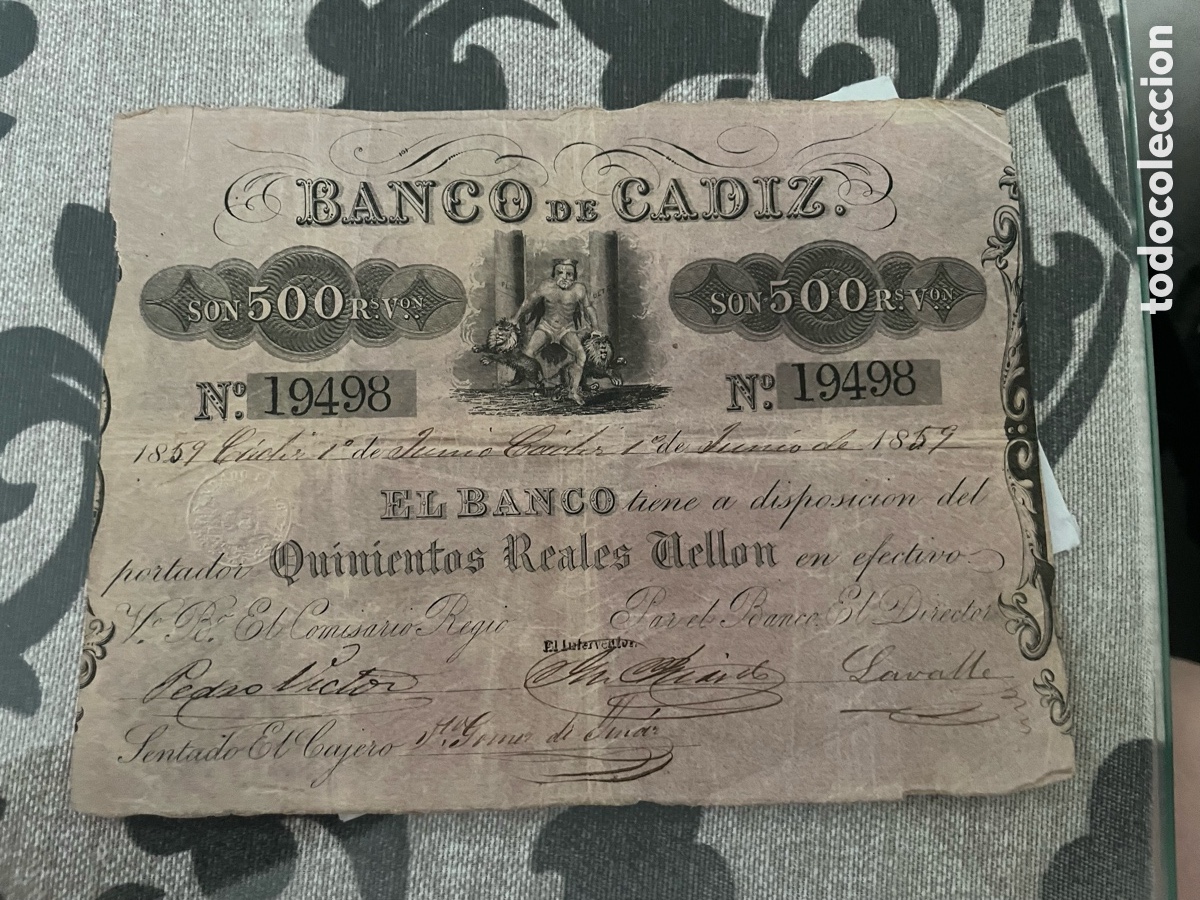 Material numism&aacute;tico: Billete 500 reales de Vell&oacute;n