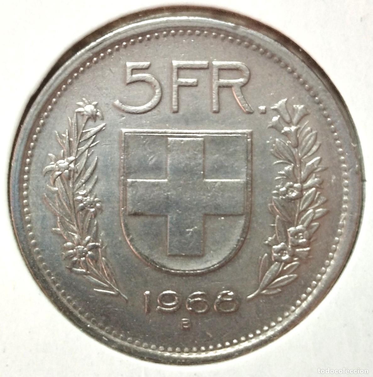 Material numism&aacute;tico: SUIZA . 5 FRANCOS 1968 - Foto 2