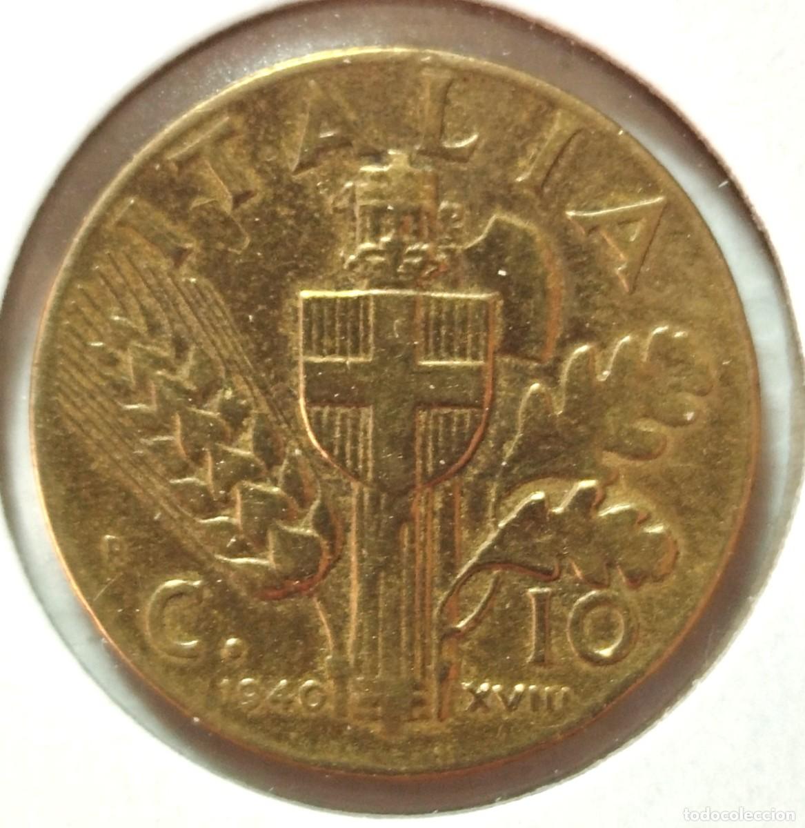 Material numism&aacute;tico: ITALIA . 10 CENTIMOS 1940 . EMMANUELE III - Foto 2