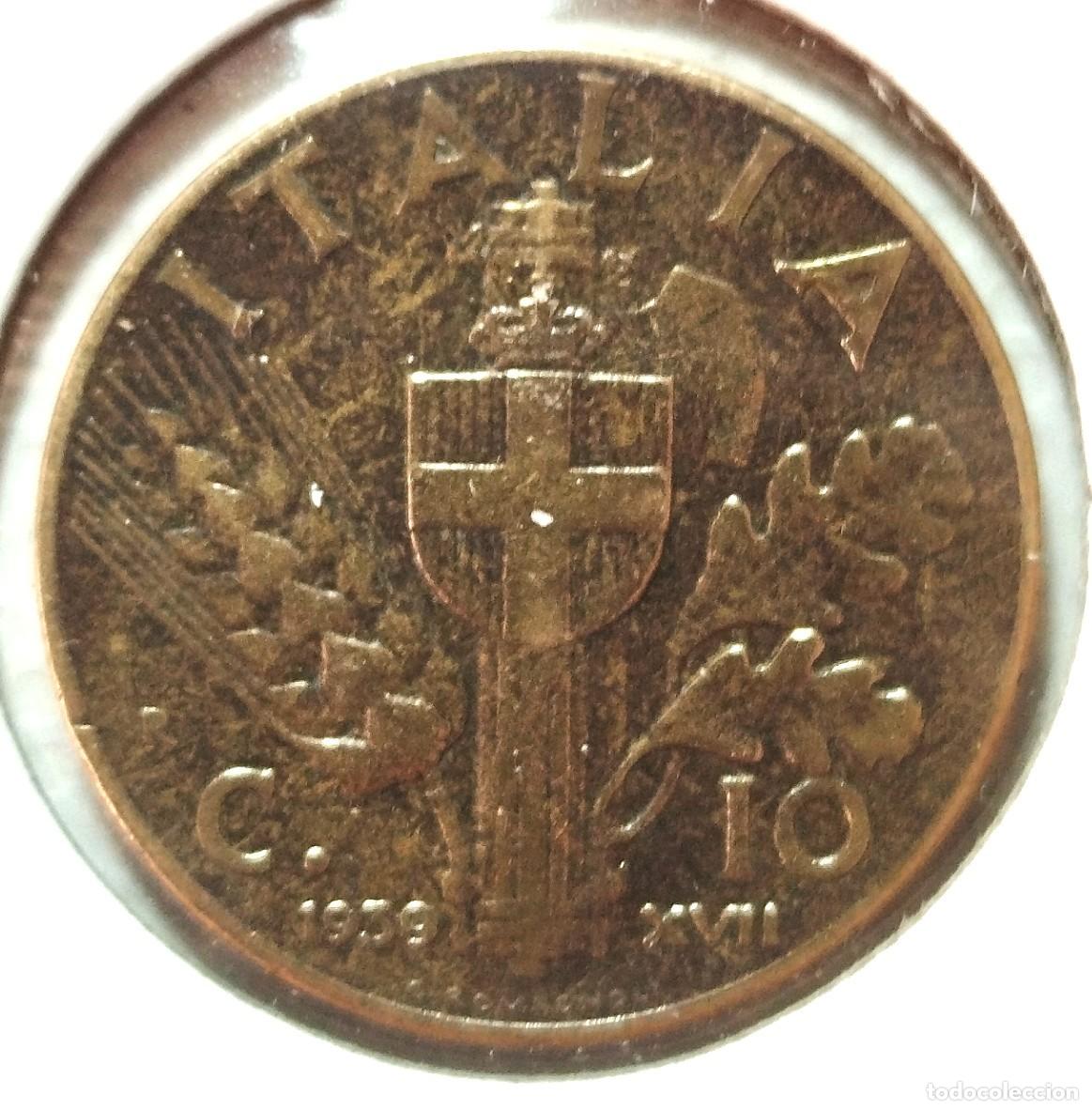 Material numism&aacute;tico: ITALIA . 10 CENTIMOS 1939 . EMMANUELLE III - Foto 2