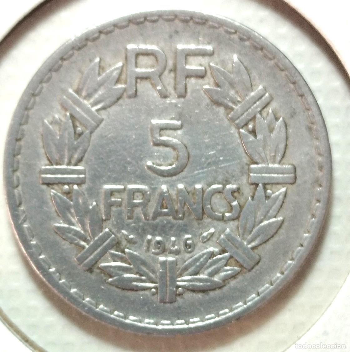 Material numism&aacute;tico: FRANCIA . 5 FRANCOS 1946 . ALUMINIO - Foto 2
