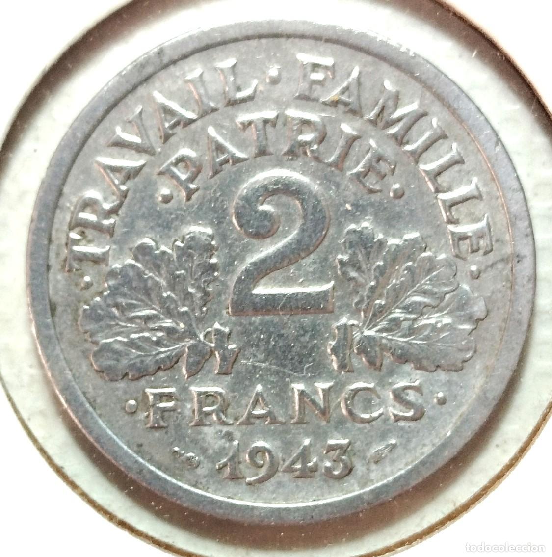 Material numism&aacute;tico: FRANCIA . 2 FRANCOS 1943 . ALUMINIO - Foto 2