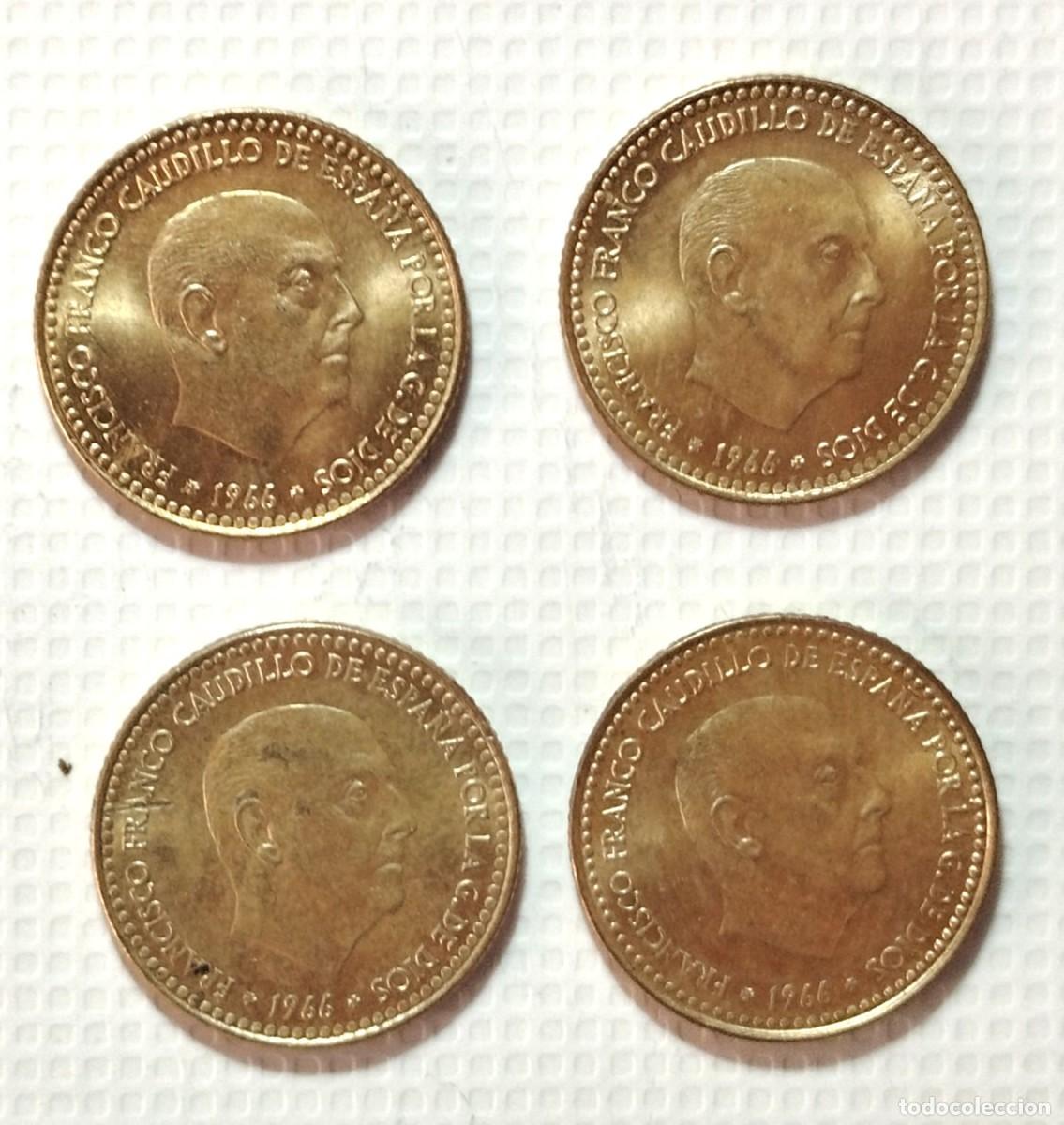 Material numism&aacute;tico: ESPA&Ntilde;A . LOTE X 4 . 1 PESETA 1966 *75 . FRANCO