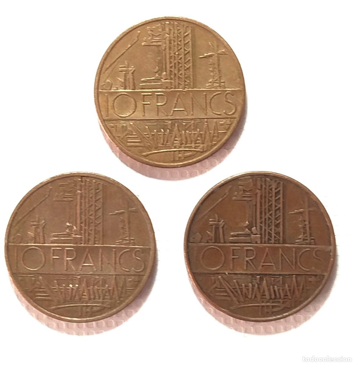 Material numism&aacute;tico: FRANCIA . LOTE X 3 . 10 FRANCOS 1975 - 1979 - 1984