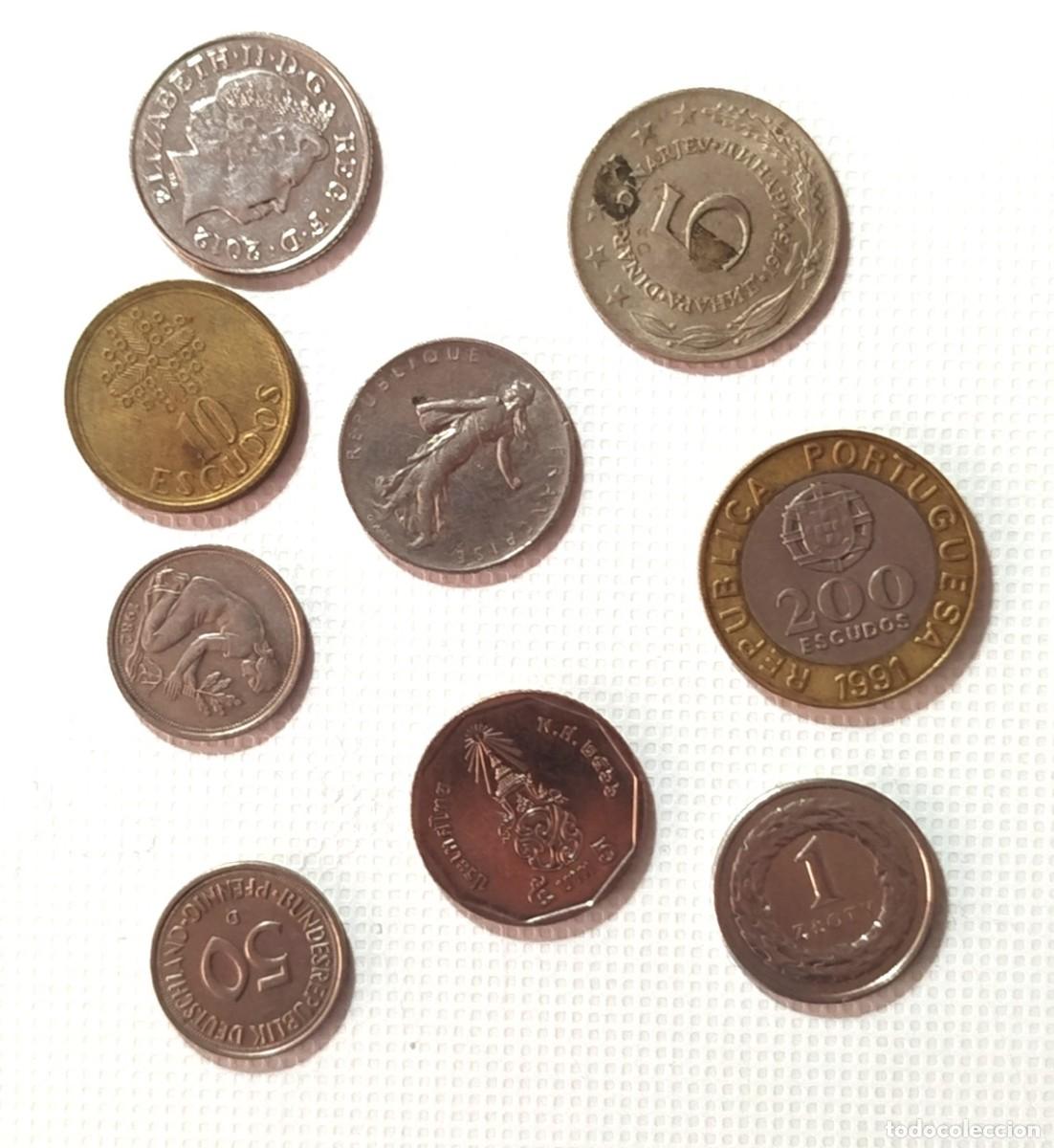 Material numism&aacute;tico: LOTE X 9 . MONEDAS EXTRANJERAS . TODAS DIFERENTES