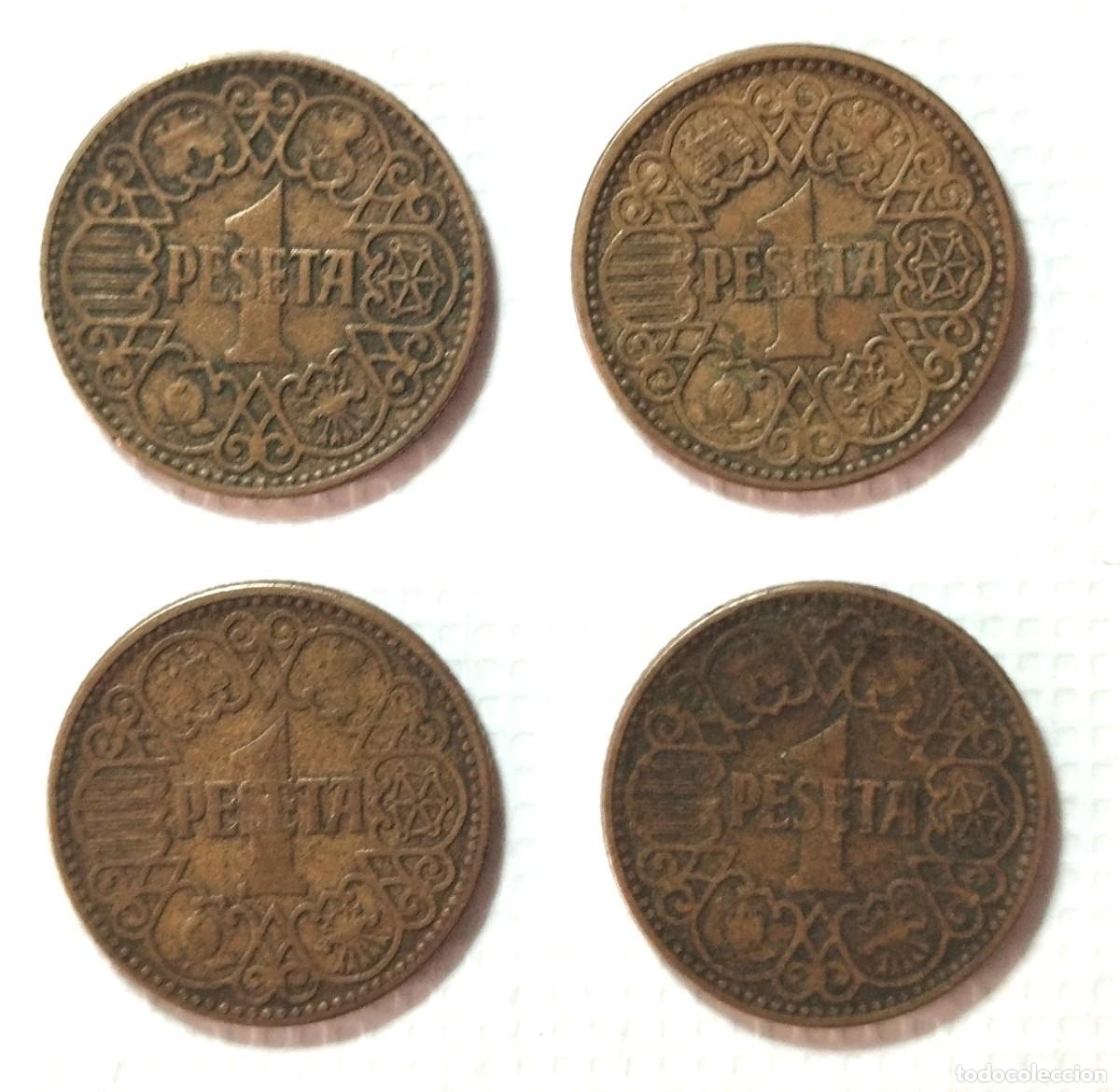 Material numism&aacute;tico: ESPA&Ntilde;A . LOTE X 4 . 1 PESETA 1944