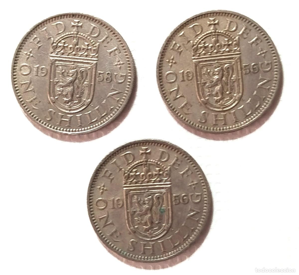 Material numism&aacute;tico: INGLATERRA . LOTE X 3 . 1 SHILLING. 1955 - 1961 . 1963