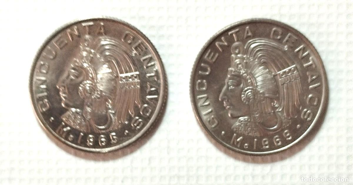 Material numism&aacute;tico: MEJICO . LOTE X 2 . 50 CENTAVOS 1965 - 1969