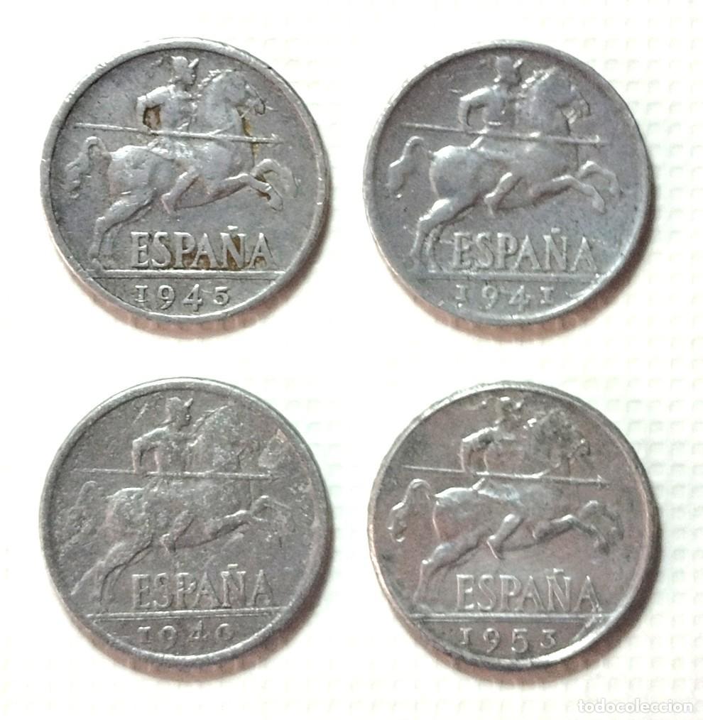Material numism&aacute;tico: ESPA&Ntilde;A . LOTE X 4 . 10 CENTIMOS . 1940 . 1941 . 1945 - 1953