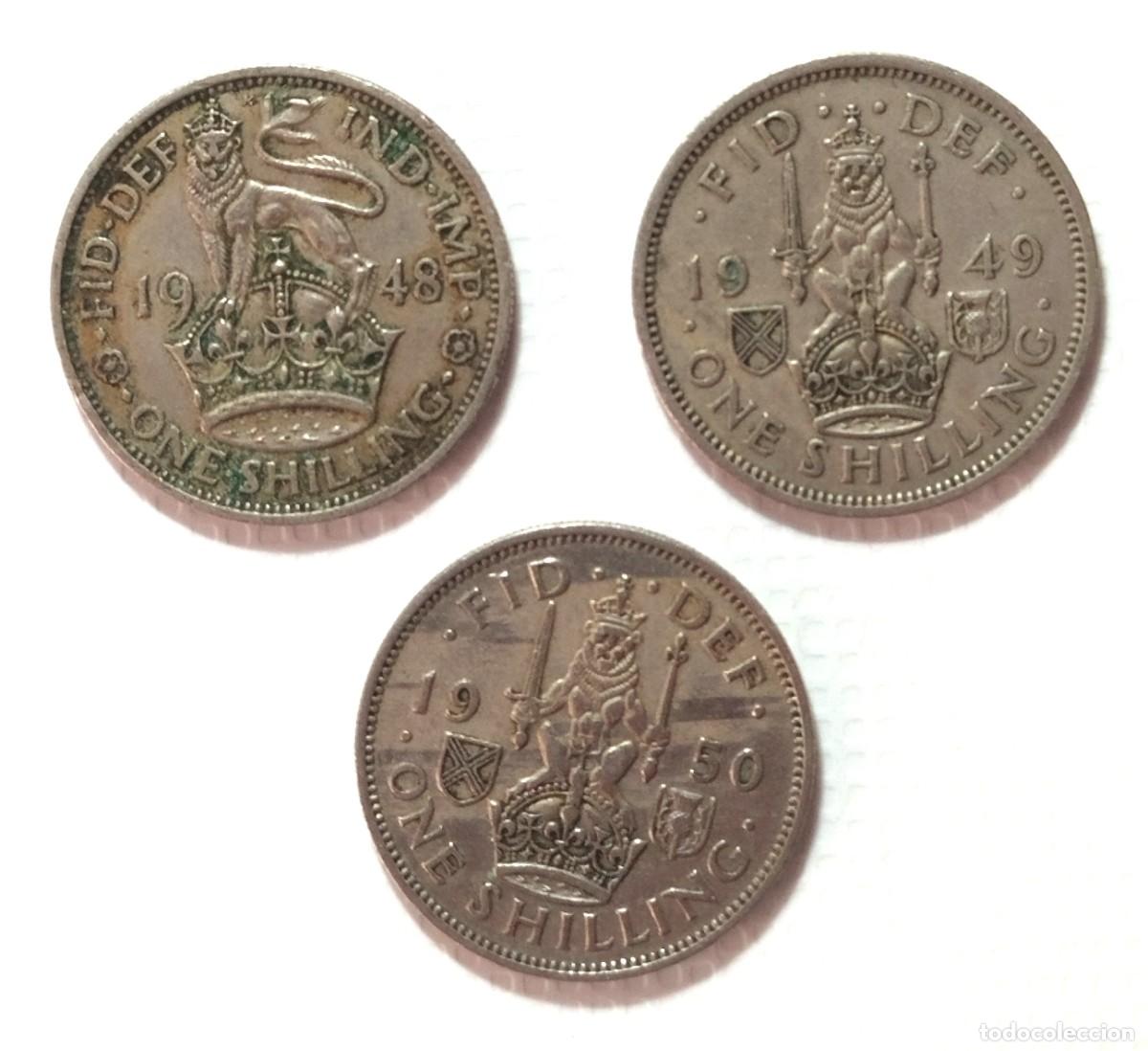 Material numism&aacute;tico: INGLATERRA . LOTE X 3 . GEORGIUS VI . 1 SHILLING 1948 - 1949 . 1961