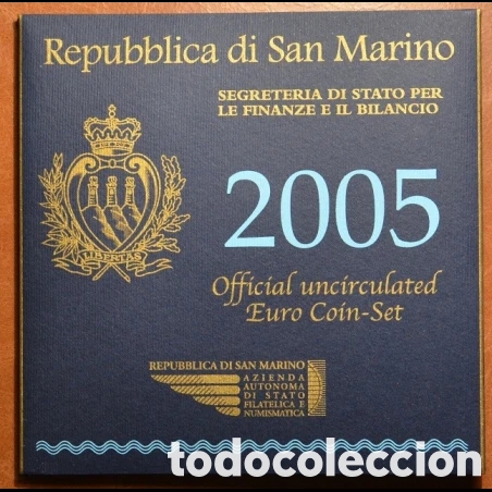 Material numism&aacute;tico: CARTERA EUROS SAN MARINO 2005 SC, 9 Monedas (1cent a 5 euros plata)