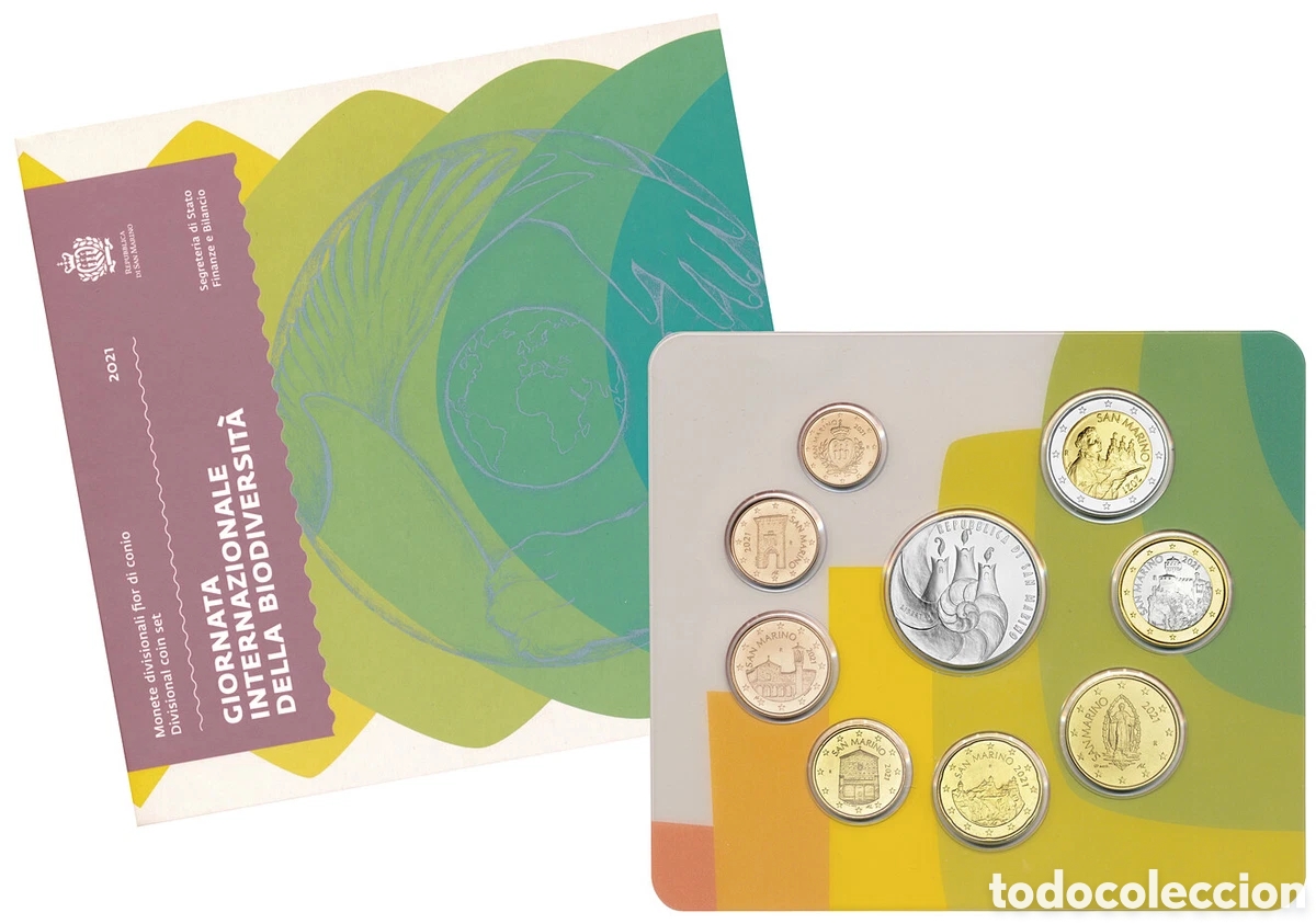 Material numism&aacute;tico: CARTERA EUROS SAN MARINO 2021 SC (9 Monedas) 5 euros plata
