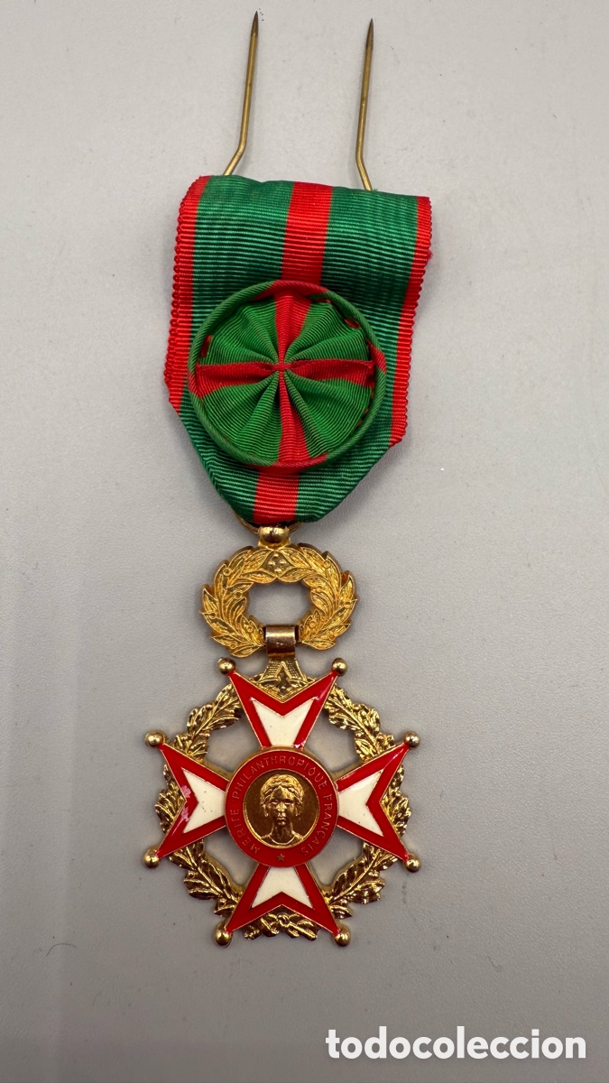 Medallas condecorativas: Medalla condecoraci&oacute;n Francia m&eacute;rito filantr&oacute;pico Franc&eacute;s. M&eacute;rite philanthropique francais