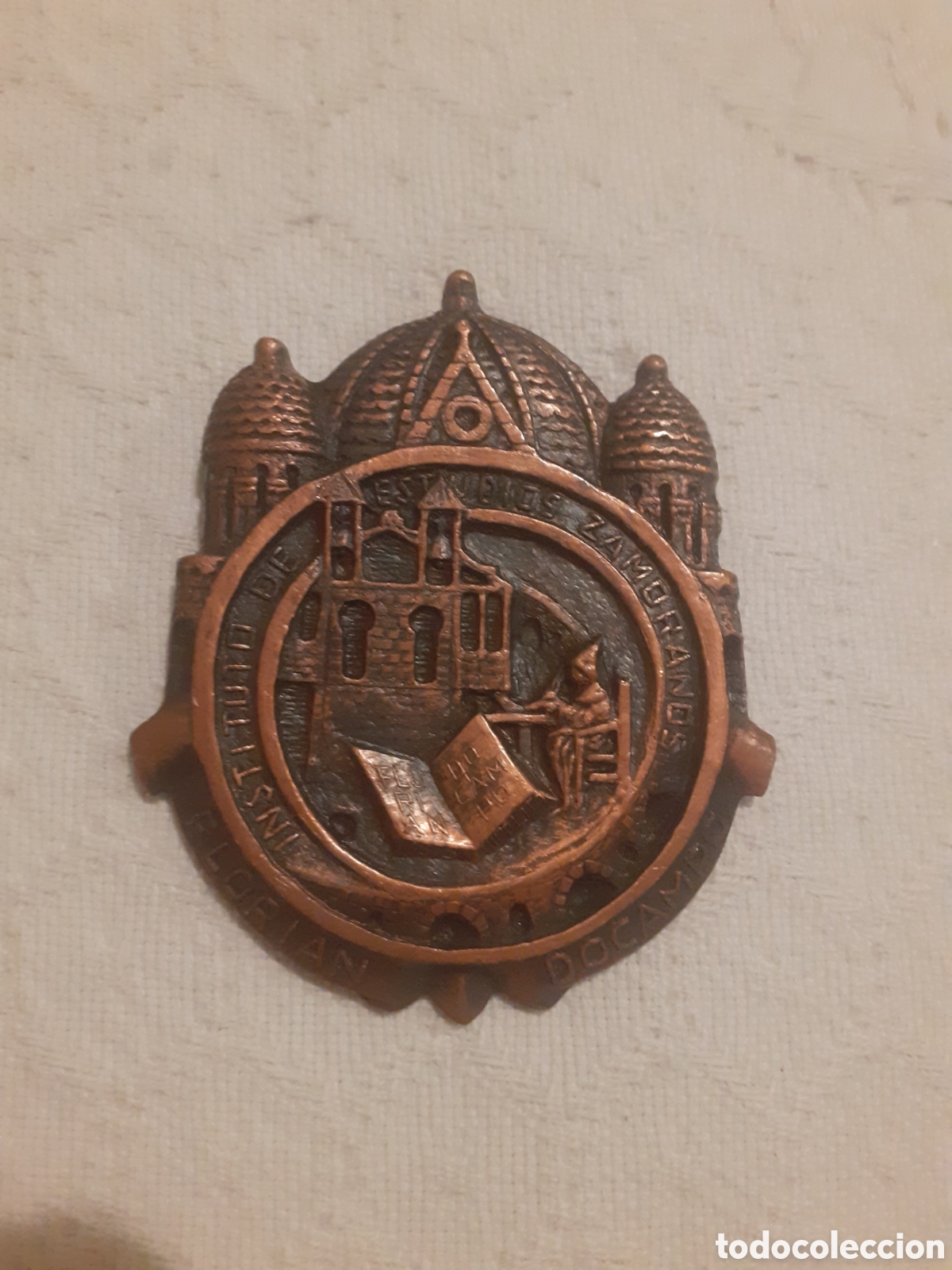 Medallas condecorativas: MEDALLA INSTITUTO DE ESTUDIOS ZAMORANOS FLORIAN DE OCAMPO. BRONCE. 8 X 6 CM. REVERSO LISO