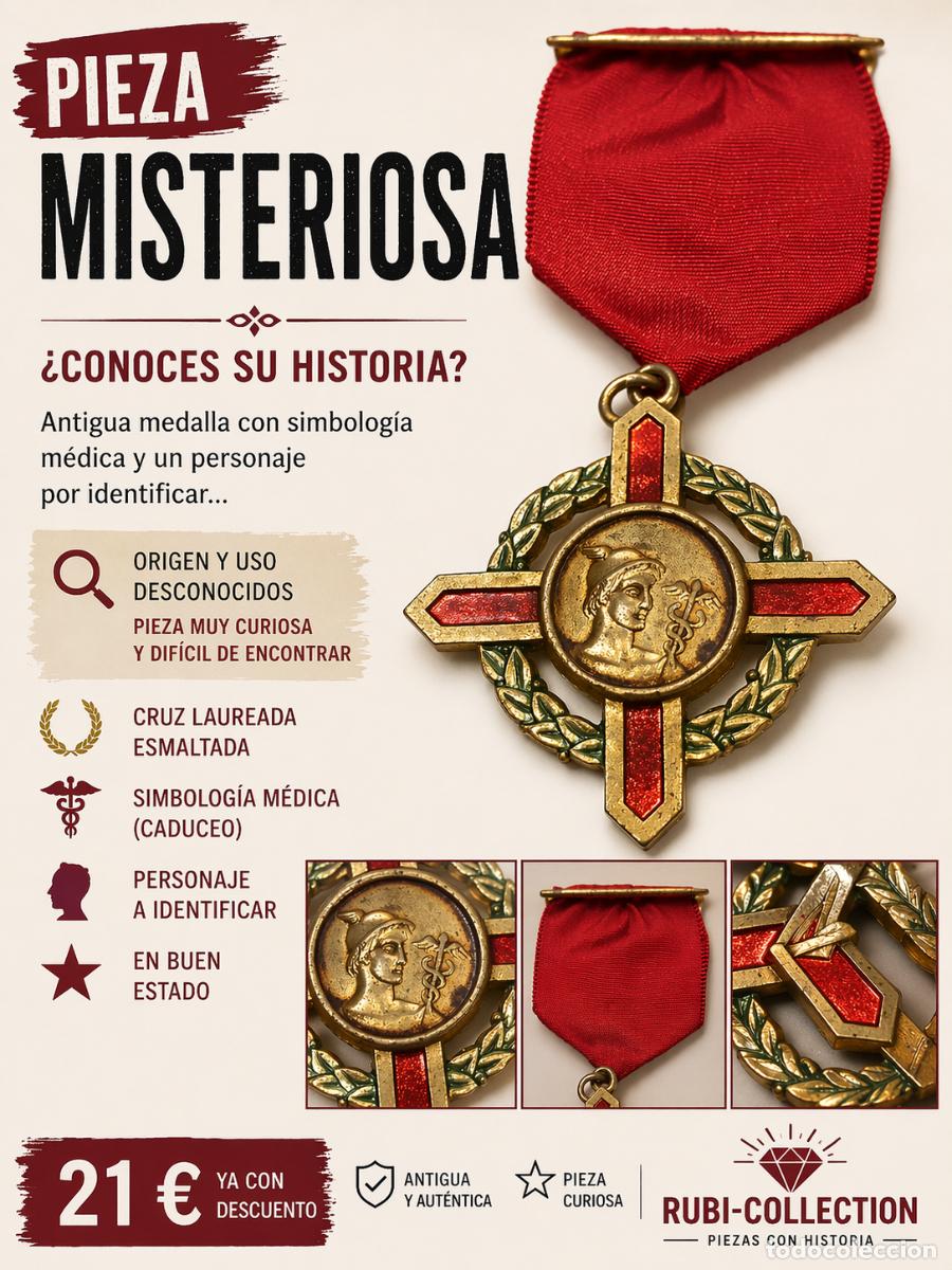 Medaillen Auszeichnungen: CURIOSA MEDALLA (CRUZ LAUREADA) CON SIMBOLOG&Iacute;A M&Eacute;DICA (CADUCEO) / POCO COM&Uacute;N.