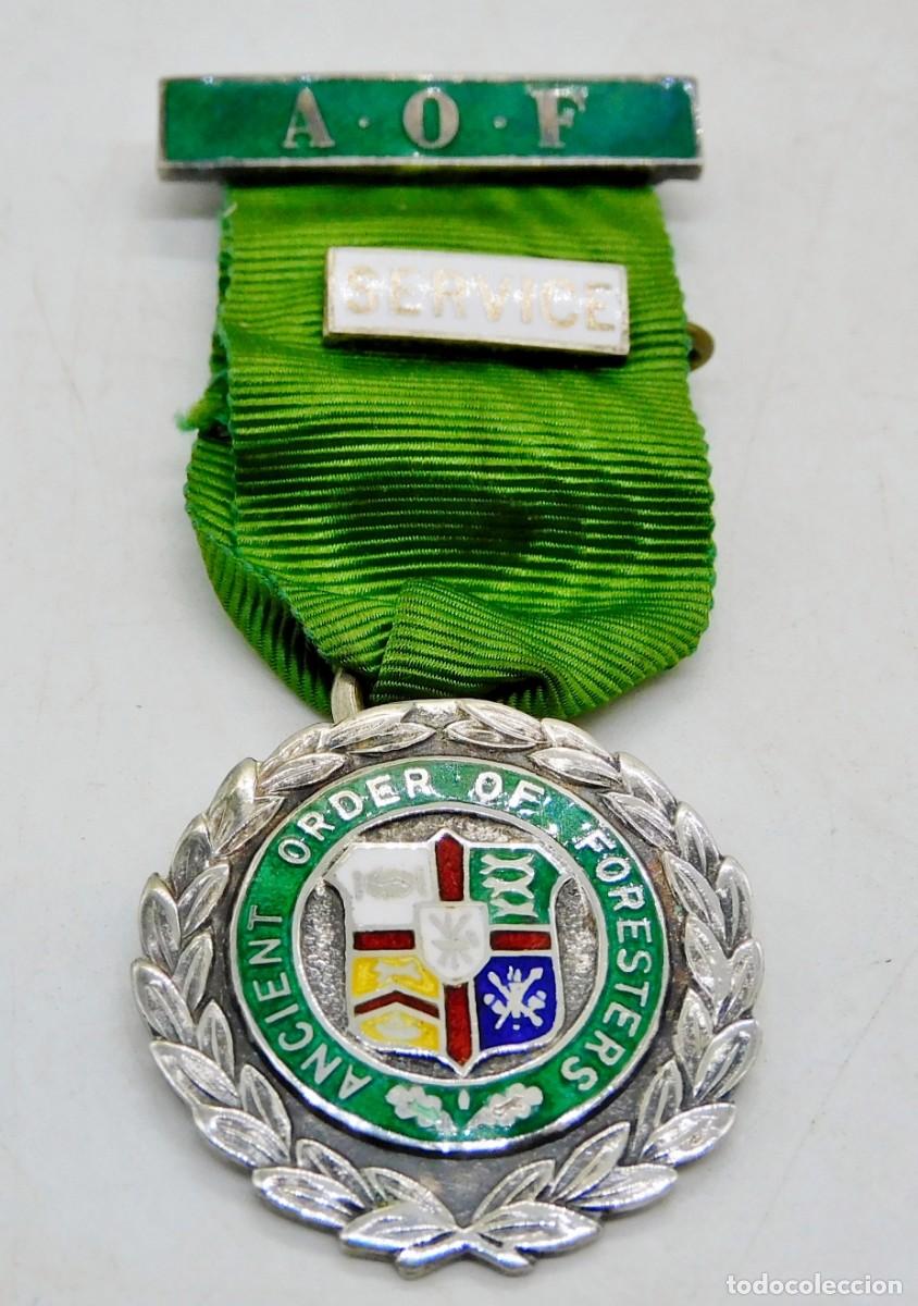 Medallas condecorativas: CONDECORACI&Oacute;N EN PLATA INGLESA ANCIENT ORDER OF FORESTERS (A.O.F.) BIRMINGHAM A&Ntilde;O 1961