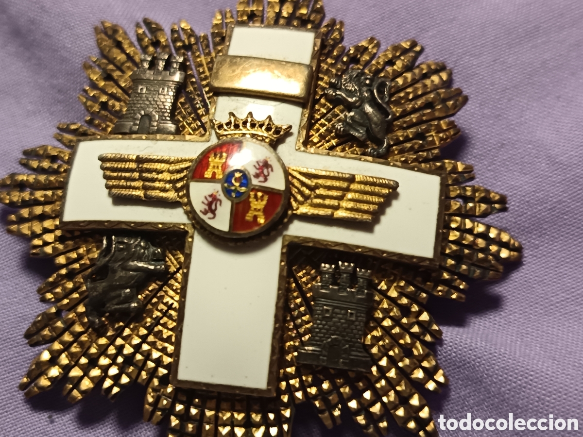 Medallas condecorativas: COLECCIONISMO MILITAR ,ANTIGUA PLACA CRUZ AL MERITO AEREO, PLATA Y ESMALTES, 70 MM APROX