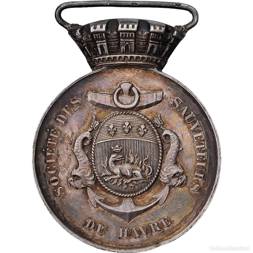 Decorations Medals: [#1529456] Francia, Soci&eacute;t&eacute; des Sauveteurs du Havre, medalla, Excellent Quality, Plata