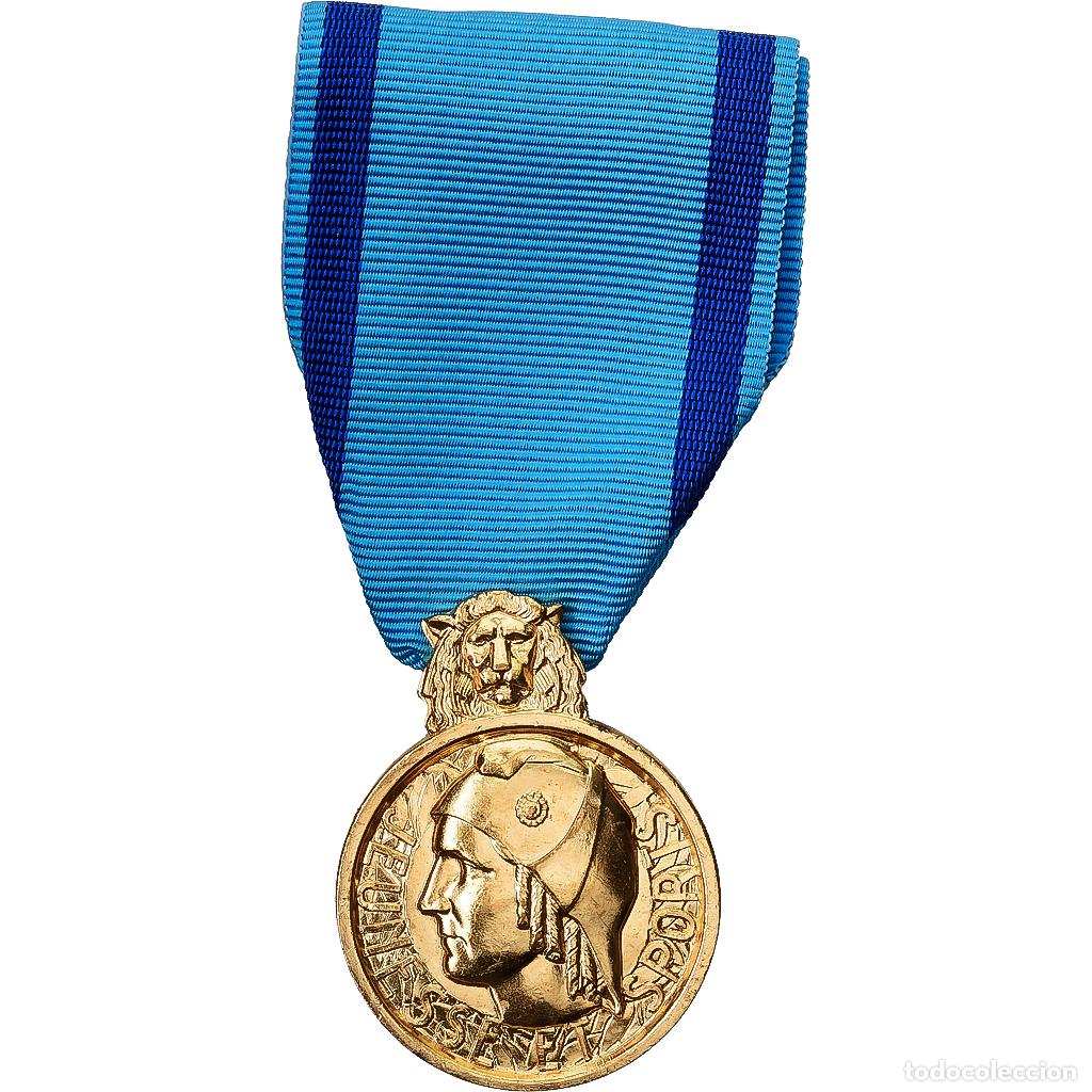 Medallas condecorativas: [#1529505] Francia, Jeunesse et sports, medalla, Excellent Quality, Bronce dorado, 28