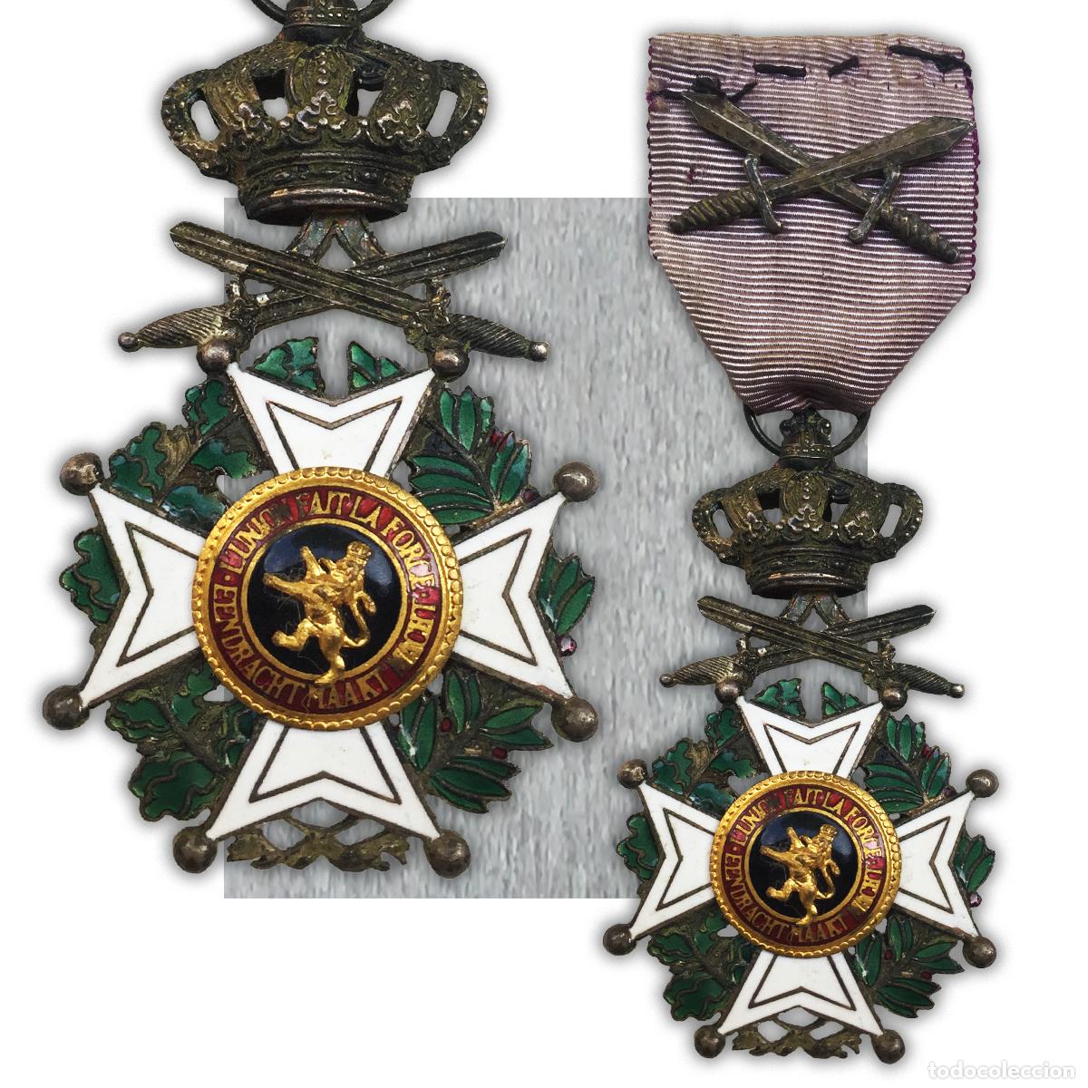 Medallas condecorativas: RARE & BELLE M&Eacute;DAILLE BIJOU ORDRE LEOPOLD 1ER AVEC GLAIVES ORIGINAL