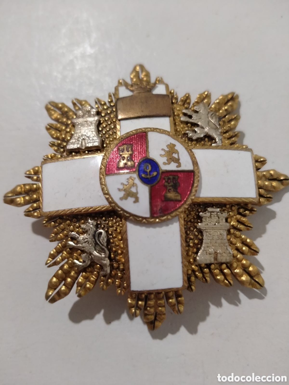 Medallas condecorativas: Antigua Placa de la Orden del M&eacute;rito Militar - Distintivo Blanco - &Eacute;poca de Franco
