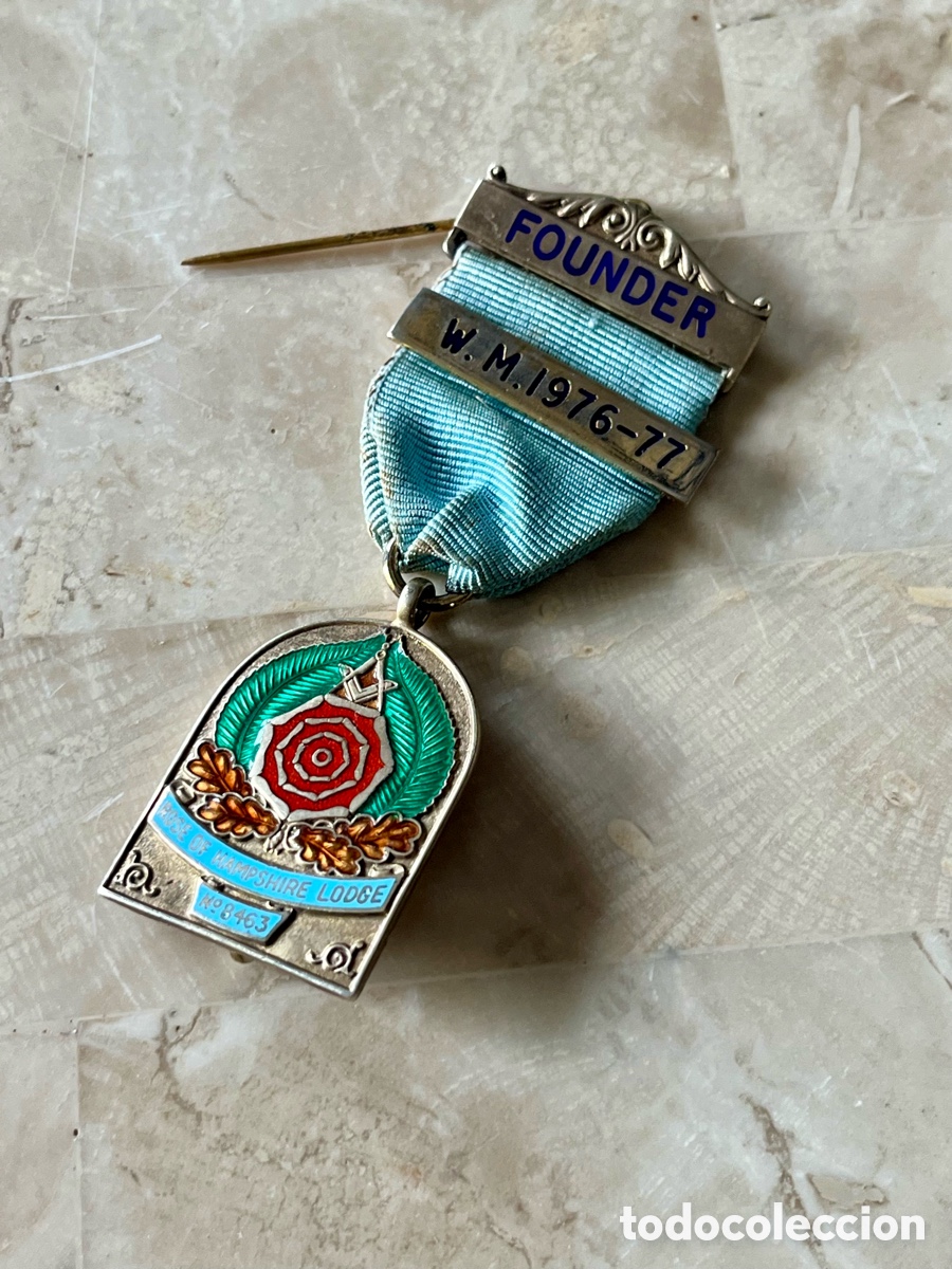 Medallas condecorativas: EXTRAORDINARIA JOYA MASONICA -MEDALLA BRIT&Aacute;NICA PLATA DORADA Y ESMALTES -TURNER SIMPSON-