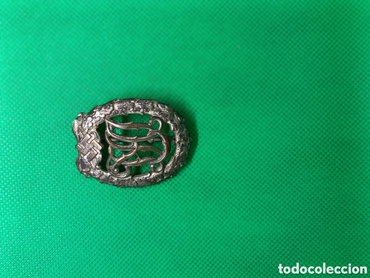 Medallas condecorativas: Distintivo Deportivo DRL con Esv&aacute;stica (DRL Sportabzeichen) Plata - Marcaje Wernstein Jena D.R.G.M.