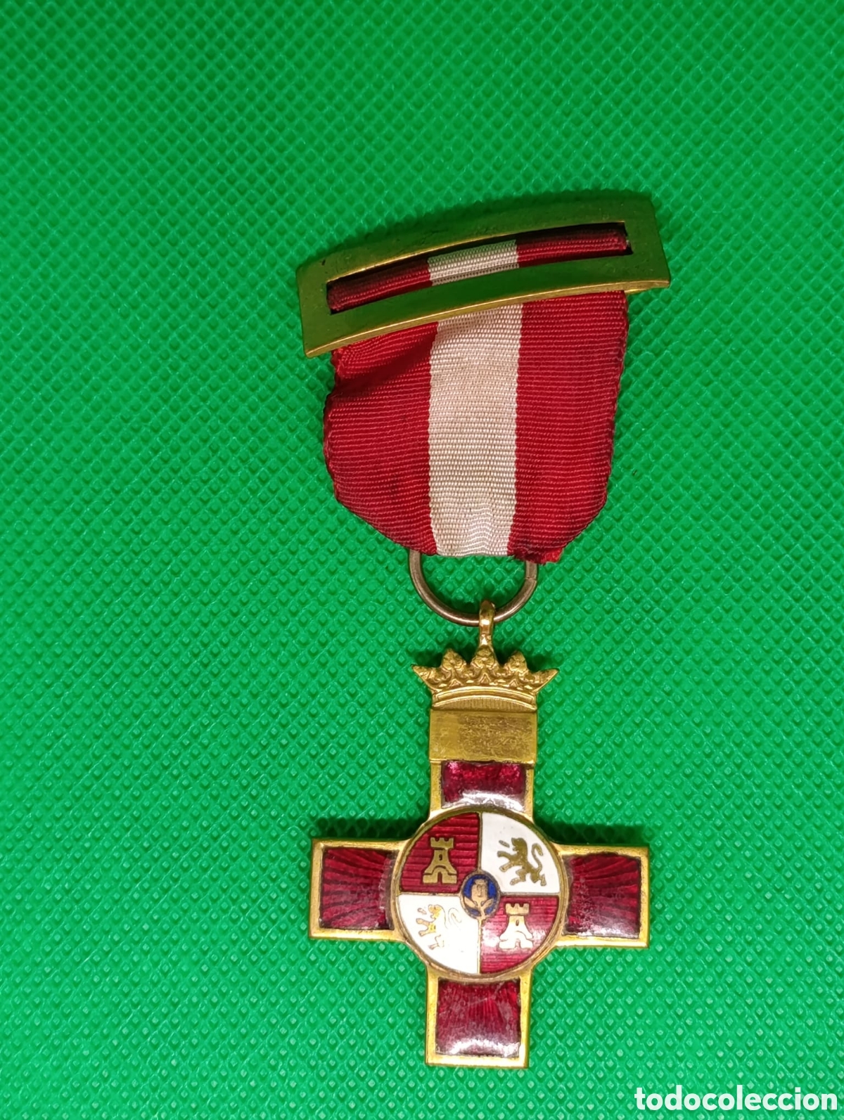 Medallas condecorativas: Cruz del M&eacute;rito Militar Distintivo Rojo - &Eacute;poca Alfonso XIII - Corona Real y Esmaltes al Fuego - Con