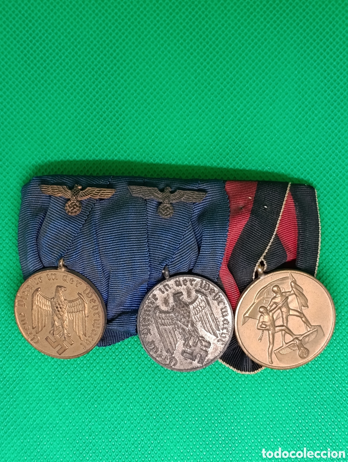 Medallas condecorativas: Pasador de Gala 3 Medallas Wehrmacht (12 A&ntilde;os, 4 A&ntilde;os y Sudetes 1938) - Con &Aacute;guilas Met&aacute;licas - III