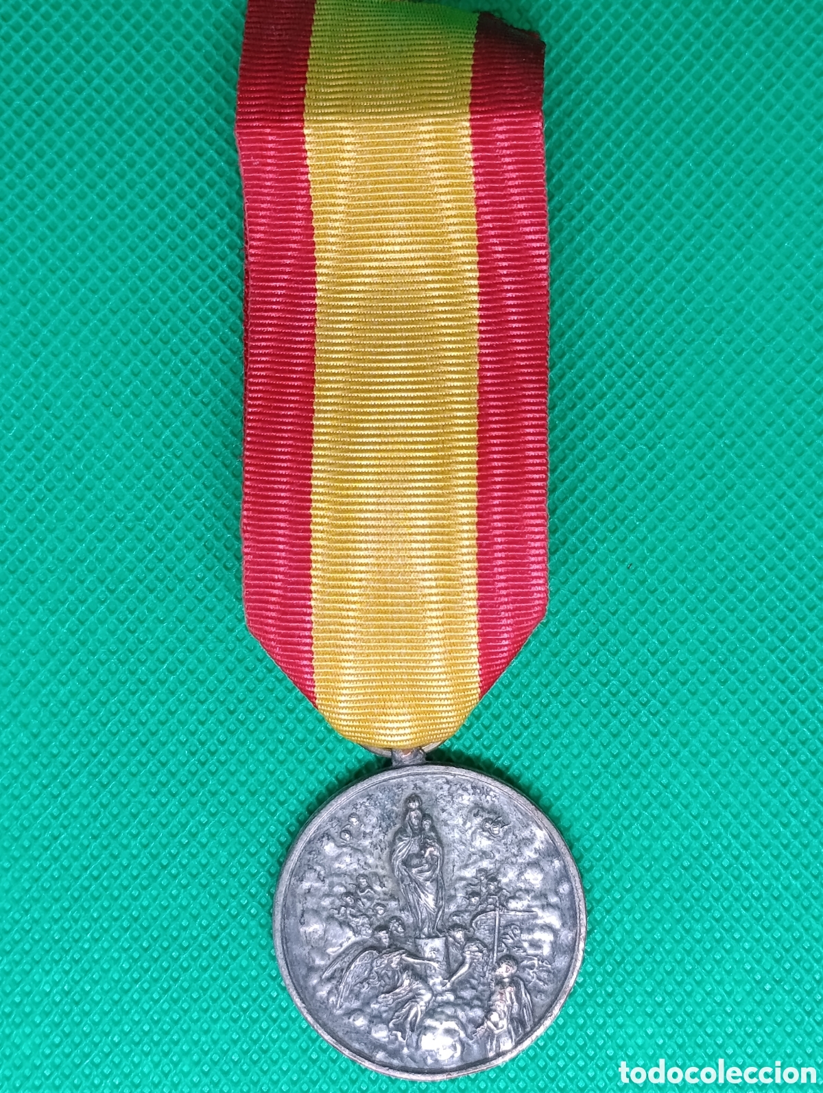 Medallas condecorativas: Medalla XIX Centenario de la Virgen del Pilar Zaragoza 1940 - Cinta Bandera de Espa&ntilde;a - Guerra Civil