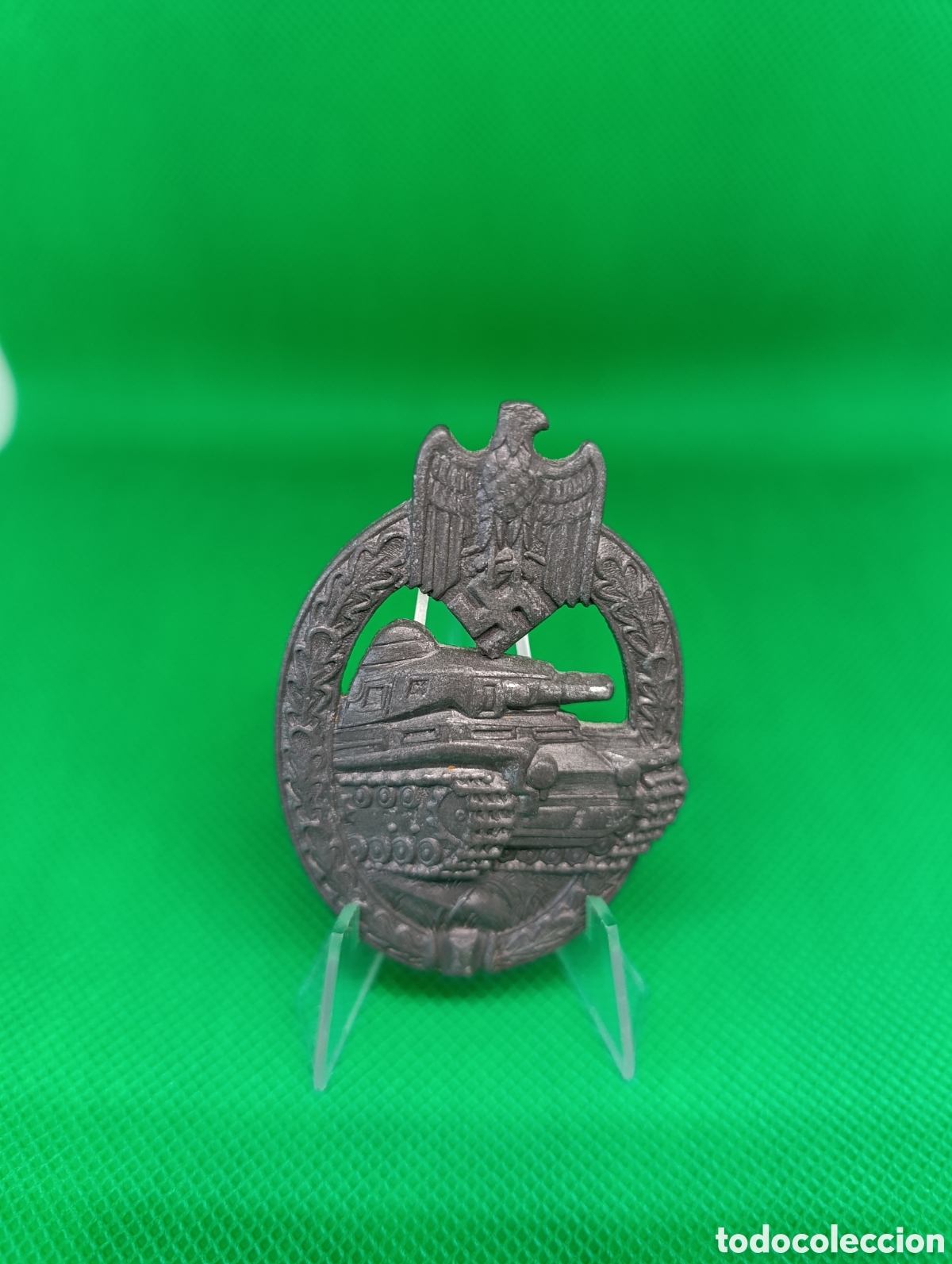 Medallas condecorativas: Placa de Asalto Blindado Panzer (Panzerkampfabzeichen) PLATA - Marcaje Assmann L&uuml;denscheid - II GM /
