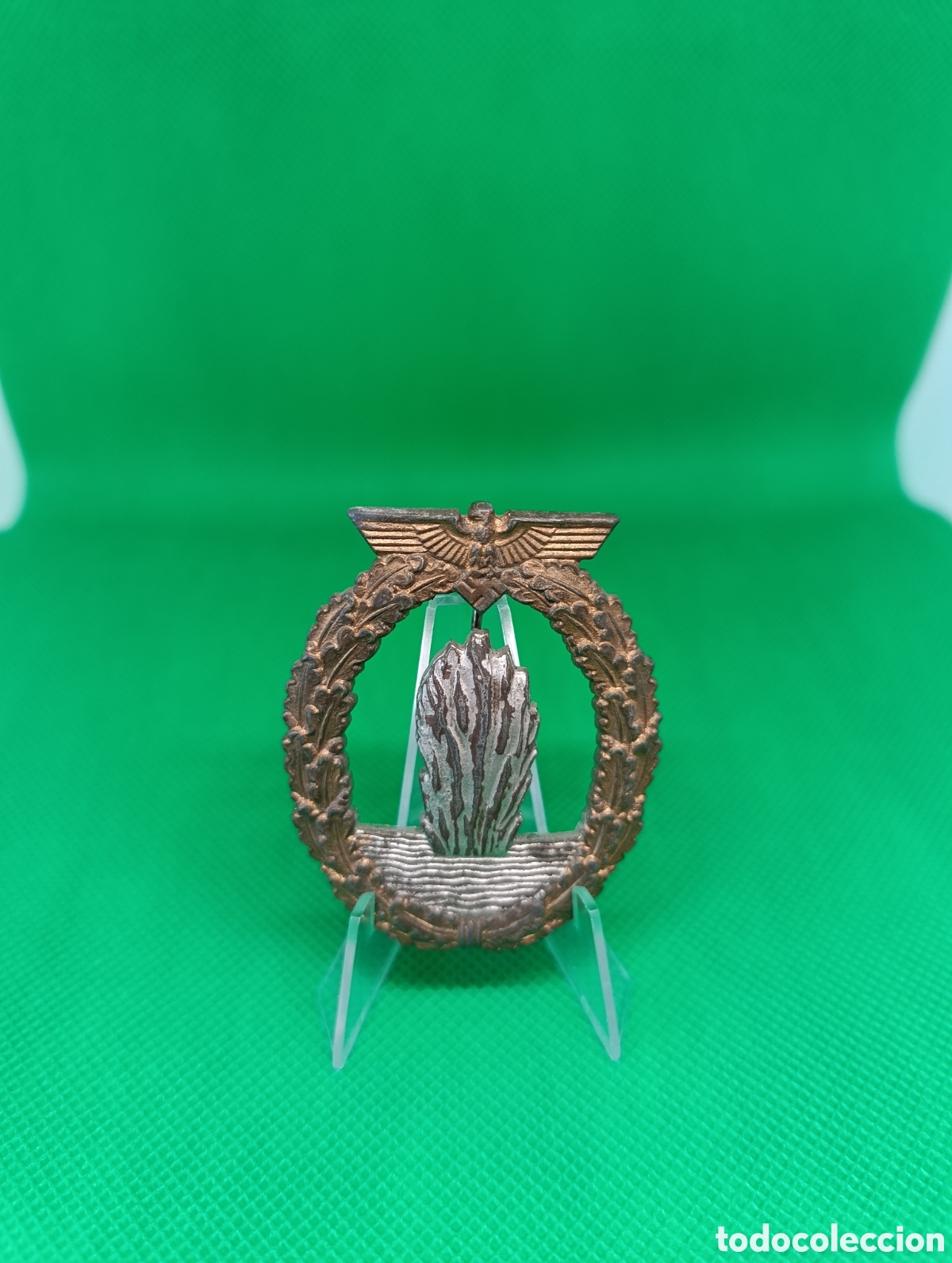 Medallas condecorativas: Placa Dragaminas Kriegsmarine (Minensuch-Kriegsabzeichen) - Marcaje Assmann L&uuml;denscheid - II GM / II