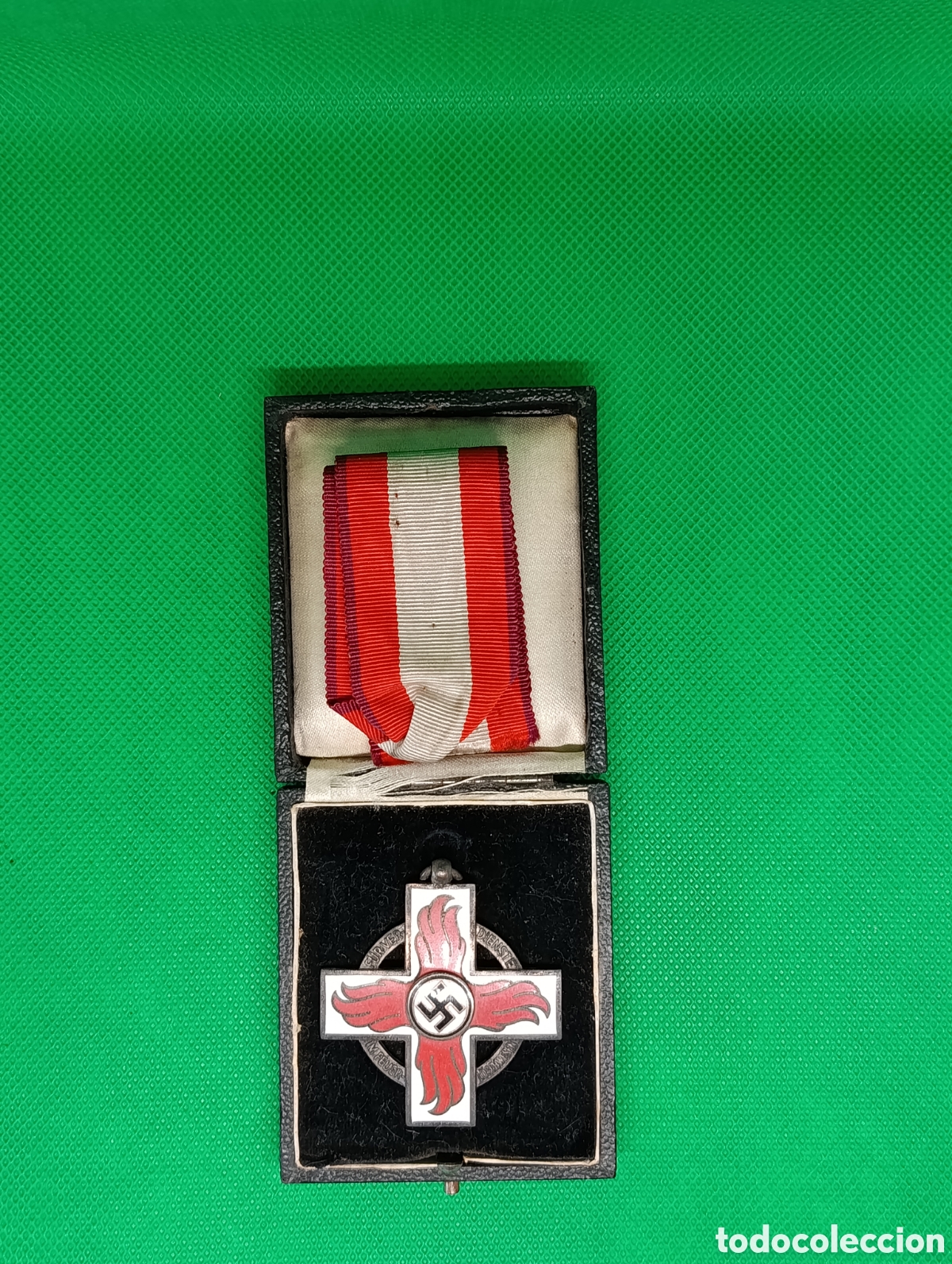 Medallas condecorativas: Cruz de Servicio de Bomberos 25 A&ntilde;os (Feuerwehr-Ehrenzeichen) en Estuche Original - Esmaltes - III R