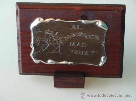 Coleccionismo deportivo: METOPA PLACA. AL PROFESOR M&Aacute;S GUAY, PROFE, MAESTRO, LIBROS. REGALO.