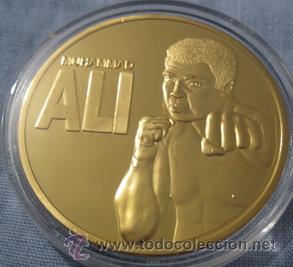 Sammelleidenschaft Sport: Medalla de Cassius Clay chapada en oro de 24 quilates. Mohamed Ali. Muhamad Ali. Boxeo.