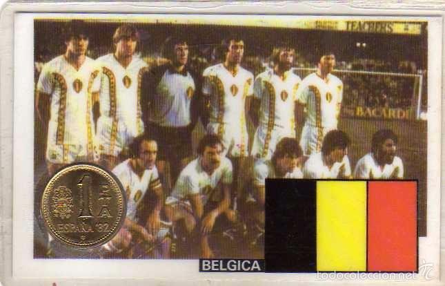 Coleccionismo deportivo: Moneda oficial conmemorativa mundial f&uacute;tbol Espa&ntilde;a 82 equipo B&eacute;lgica